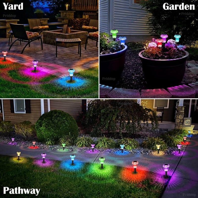 Priddop Solar Lights Outdoor Pathway Waterproof 8 Pack Color Changing LED Acrylic Mushroom Decorative Garden Lights for Yard Landscape Patio Outside Decorations - Image 3